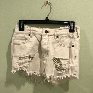 Brandy Melville yellow distressed Jean shorts
